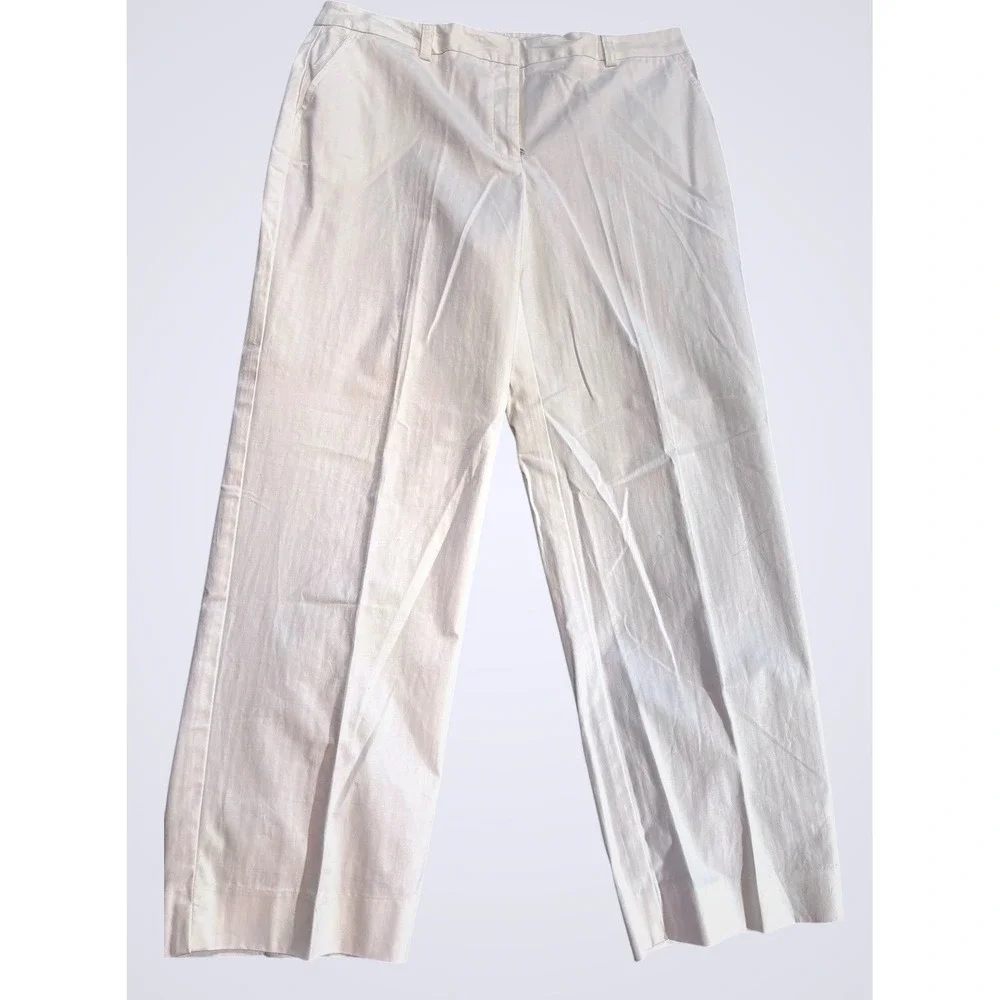 Evan-Picone Womens White‎ Stretch Wide Leg Dress Pants Trousers Size 12 Cotton